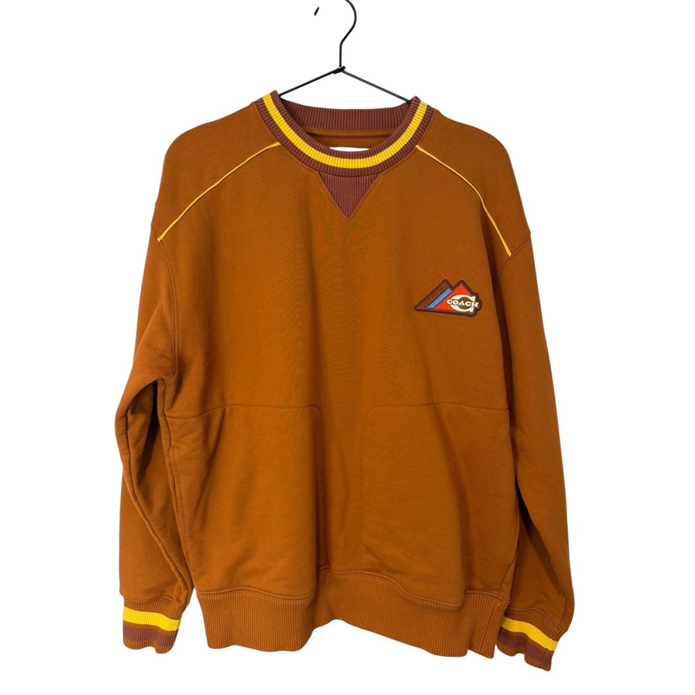Coach FW22 Forever Caramel Logo Crewneck Sweatshirt Mens XS Brown CD209 - Picture 4 of 9
